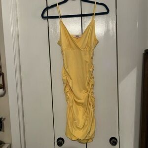 Yellow Ruched Women Dress